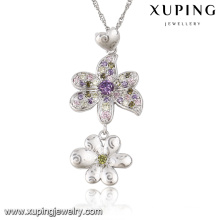 31722 Mode Luxus Blume Strass CZ Rhodium Nachahmung Schmuck Kette Anhänger